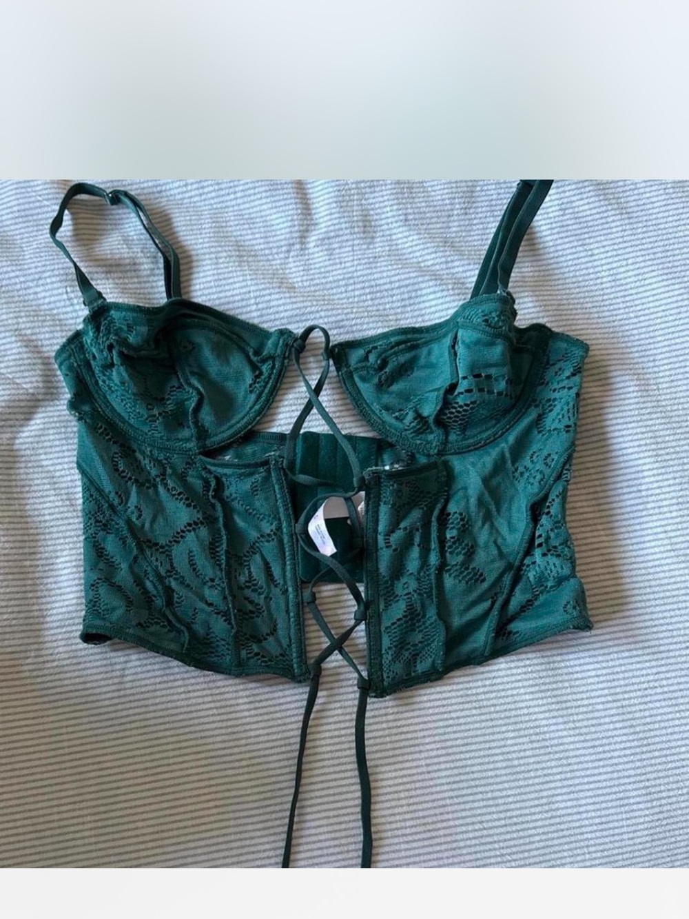 Urban Outfitters Women's Emerald Green Lace Corset